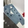 2024 Design de luxe Street Jeans Femme Designer Porter Bleu Broderie Denim Pantalon Femmes Taille Haute Lâche BV8D