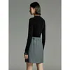 Skirts Toyouth Women Woolen Skirt 2023 Winter High Waist A-shaped Slim Contrast Color Fashion Warm Advanced Dark Gray Miniskirt YQ240201