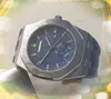 Högkvalitativ is ut Hip Hop Men's Big Dial Watches 42mm gummi rostfritt stål kvarts klockdag datum tid kalender armband stopwatch klocka orologio di lusso gåvor