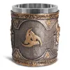 Muggar viking krigare stil öl mugg medeltida drake harts rostfritt stål retro skalle tankard kaffe te cup örn