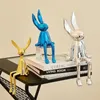 3 pièces créatif brillant lapin Statue décor à la maison moderne nordique Animal résine Art Sculpture artisanat bureau galvanisé ornement 240119