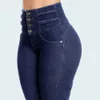 Moda fina perna elástica jeans mulheres cintura alta magro denim calças oversize moldar butt lift jeans 240201