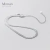 Pendants Modian Fashion 925 Sterling Silver Simple 0.45 CM Thickness Chain Choker Necklace For Women Men Adjsutable Fine Jewelry