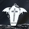 Pendant Necklaces Gothic 316L Stainless Steel Coffin With Bat Necklace For Teens Punk Biker Darkly Jewelry Couple Gift Free