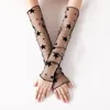 Knee Pads Black Lace Mesh Sleeves Long Sun Protection Thin Arm Dotted Star Pattern Gloves For Women Wedding Dress Accessories