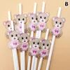 Parti Dekorasyonu 30 PCS Bear Paper Straws Cutie Bebek Duş Tatlı İçecek Dekoru için Küçük Sevimli İçme