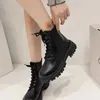 Andere Schuhe Winter New Damen Front Cross Gurd Plattform Stiefel runden Zehen im Freien vielseitige Schuhe für Frauen Ladies Fashion Casual Boots