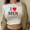 Je ne m'aime pas hommes drôle rouge amour coeur femmes haut court Harajuku bébé t-shirt d'été mode O cou fête t-shirt Y2k vêtements Femme 240129