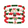 Chaîne Salircon Bohème 4Pcs Perles De Cristal Vert Rouge Bracelet De Perles Tendance Argile Douce Bracelet Père Noël Bijoux De Noël Pour FemmesL24