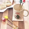 Dinnerware Sets Christmas Dessert Spoons Stainless Steel Small Spoon Coffee & Fork Tree Santa Claus Desser