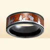 Wedding Rings 8MM Black Tungsten Carbide Men Ring Koa Wood Inlay Deer Stag Hunting Silhouette Fashion Band Jewelry Fo Man1862105