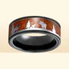 Anneaux de mariage 8 mm Black Tungsten Carbide Men Anneau Koa Wood Inclay Deer Stag Hunting Silhouette Fashion Band Bijoux Fo Man1628100