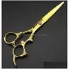 Forbici Cesoie Professionali Giappone 440C 6 Gold Dragon Taglio di capelli Diradamento Barbiere Taglio di capelli Taglio Parrucchiere 220 Goccia Deliv Dhl3W