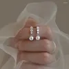 Orecchini a bottone imitazione perla per donna 2024 stile occidentale leggero lusso argento sterling 925