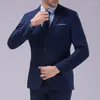 Men's Suits Groom Suit Super Soft Slim Fit Male Slimming Pure Color Blazer Pants Pockets