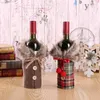 Christmas Decorations Wine Bottle Cover Class Lattice Buttons Decor Ornament Home Party Table 2024 Navidad