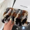 Lenços Mulheres Handmade Stretch Real Rabbit Fur Scarf Malha Genuína Rex Headbands Meninas Anel Natural