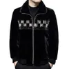 수직 옷깃과 겨울 두꺼운 검은 흰색 격자 무늬 트렌디 잘 생긴 AKCJ와 함께 남성 착용을위한 가짜 모피 눈 늑대 밍크 재킷