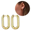 Boucles d'oreilles créoles pour femmes, bijoux à la mode, cadeau en forme de U, placage ovale brillant, petit cuivre léger, décontracté