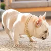 Coleiras de cachorro ajustável colar dourado super leve plástico gato cachorrinho cubano link bulldog decoração colar acessórios para animais de estimação