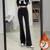 Winter Warm Womens Jeans Fashion Slim Thicken Fleece Flared Pants High Waist Elastic Skinny Velvet Plus Length Female Jeans 240202