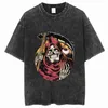 T-shirt da uomo T-shirt con stampa teschio anime retrò per uomo lavato 100% cotone Tops T-shirt design divertente Harajuku Streetwear Hip Hop T-shirt unisexH24220