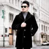 IMITICIÓN DE AUTORN e invierno Mink Fur Coat Fur Longitud Media Mens Collar Button Style Top Bgom