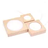 Decorative Plates Wood Light Display Base Wooden LED Crystal Glass Stand