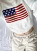 Sweater Aesthetics Long Sleeve Sweaters Oversize Pullover Tops Clothes Y2K Women Winter Vintage Ladies Luxury American Flag Knit 240201