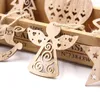 Décorations de Noël 12pcs / boîte pendentifs en bois arbre creux / étoile / ange suspendus ornements pour arbre de Noël enfants bricolage peinture artisanat