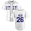 Herren T-Shirts Kpop ITZY None Of My Business Merch Baseball Jersey T-Shirt Mode V-Ausschnitt Kurzarm Männer Damen T-Shirt 2024 Hip