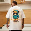 T-shirt da uomo T-shirt da uomo estiva 100% cotone Anime Cartoon Bear Stampa T-shirt da uomo a maniche corte Coreano Abbigliamento da strada Casual Top da donna Q240201