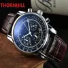 Multi Functional Iced Out Watches 40mm Leather Mens Fashion Men Dress Designer Watch Quartz Chronograph Movement Sports Wristwatch239a