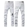 Jeans viola da uomo Jeans firmati Moda motociclisti strappati effetto consumato Pantaloni cargo in denim da uomo Pantaloni con pannello ricamato Pantaloni slim fit elasticizzatiPantaloni neri