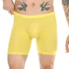 Sous-vêtements Hommes Sous-vêtements Boxers Shorts Mince Transparent Glace Soie Culotte Mâle Sexy U Poche Convexe Longue Jambe Cueca Calzoncillos