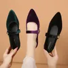 Spring Mary Jane Ballet Flats Shoes Woman Velvet Slipon Womens bekväm mjuk spetsig tå platt för kvinnor Zapatos 240126