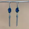 Boucles d'oreilles Style Hip Hop en émail chinois Chic, feuille de Lotus bleu brûlé, pendentif d'oreille romantique Su pour cadeau pour mère, vente en gros