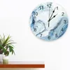 Horloges murales Marbre Fluide Texture Bleu Imprimé Horloge Moderne Silencieux Salon Décor À La Maison Montre Suspendue