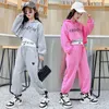 Clothing Sets Girls Casaul Fashion Korean Style Tracksuit Kids 3pcs Vest Hoodie Pants Sport Suits Teenage 5-14 Years