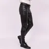 Heren slim fit skinny broek strak stretchleer tiener trend motorfiets PU 240130