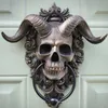 Statues de crâne à cornes heurtoir de porte suspendu Vintage fer Shofar robuste heurtoir de porte gothique poignée de porte décoration parfaite maison 240130