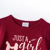 衣類セットgirlymax秋の女の女の子の子供服ワイン鶏農場牛乳シルクベルボトムフレアパンツフリッフルTシャツセット