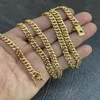 6mm masculino cubano Miami Link Chain Box Lock Real 14k banhado a ouro aço inoxidável 28'239S