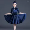 Scene Wear Fashion Children's Latin Dance Costumes Blue Top Kirt Ballroom Competition Dress Practice Clothes SL4793