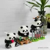 Action Toy Figures Lovely Panda Micro Building Blocks Kawaii Ailuropoda melanoleuca Animal Zoo Mini Bricks Home Decoration Toys For Children