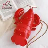 Sacs à bandoulière Fun Mignon Mode Homard Style Pu En Cuir Fille Chaîne Sac À Main Sac À Main Bandoulière Mini Sac Femmes Fourre-Tout Embrayage Flap318e