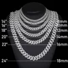 Bubbles Miami Cupan Link Chain 10mm Wide 2 Row Diamond Out out stair necklace Rapper Hip Hop Cains for Men Gold Jewelry Goldry Woman Moissanite Chain