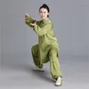 Etniska kläder 2024 Kinesiska Kuangfu Tai Chi Performance Clothes Tops Pants Set Martial Arts Taiji Training Uniform Team