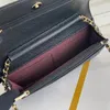 Borsa a tracolla in pelle di caviale di moda di design di lusso da donna Borsa a tracolla con patta in vera pelle Borsa a mano Portafoglio Borsa a catena classica Borsa da sera in pelle di vitello a grana WOC 2607