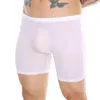 Sous-vêtements Hommes Sous-vêtements Boxers Shorts Mince Transparent Glace Soie Culotte Mâle Sexy U Poche Convexe Longue Jambe Cueca Calzoncillos